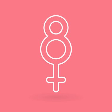 Kadınlar günü sembolü. Sekiz numaralı kadın cinsiyet sembolü. Uluslararası Kadınlar Günü. 8 Mart. Vektör illüstrasyonu, düz tasarım