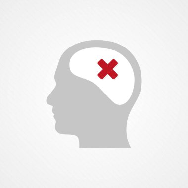 Başı ve çapraz işareti. Yanlış, olumsuz, sorun, çatışma kavramı. Vektör illüstrasyonu, düz tasarım