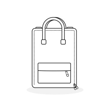 Sırt çantası simgesi. Okul, seyahat, turizm ve spor için renkli sırt çantaları. Vektör illüstrasyonu, düz tasarım