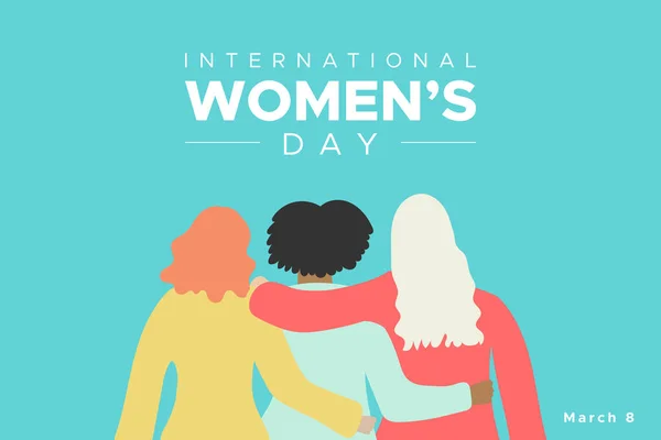 Uluslararası Kadınlar Günü Mart Kadın Sarılıyor Nsan Hakları Eşitlik Kardeşlik — Stok Vektör