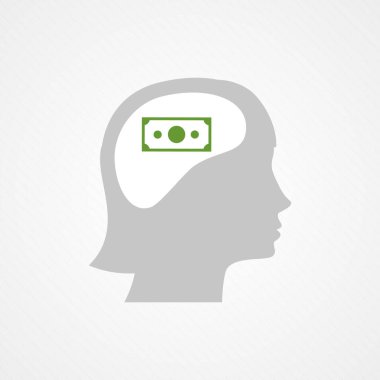 Kadın kafası ve gaga ikonu. Para ve tasarruf kavramı. Vektör illüstrasyonu, düz tasarım