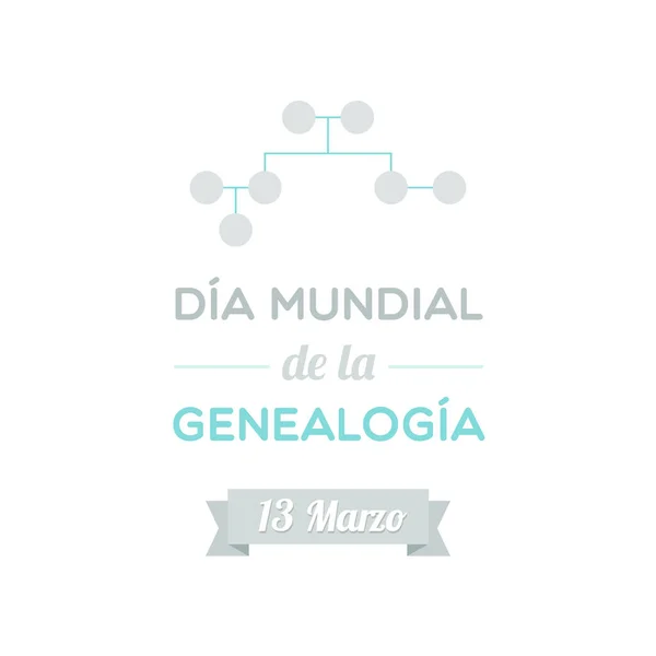 Día Genealogía Marzo Español Ilustración Vectorial Diseño Plano — Archivo Imágenes Vectoriales