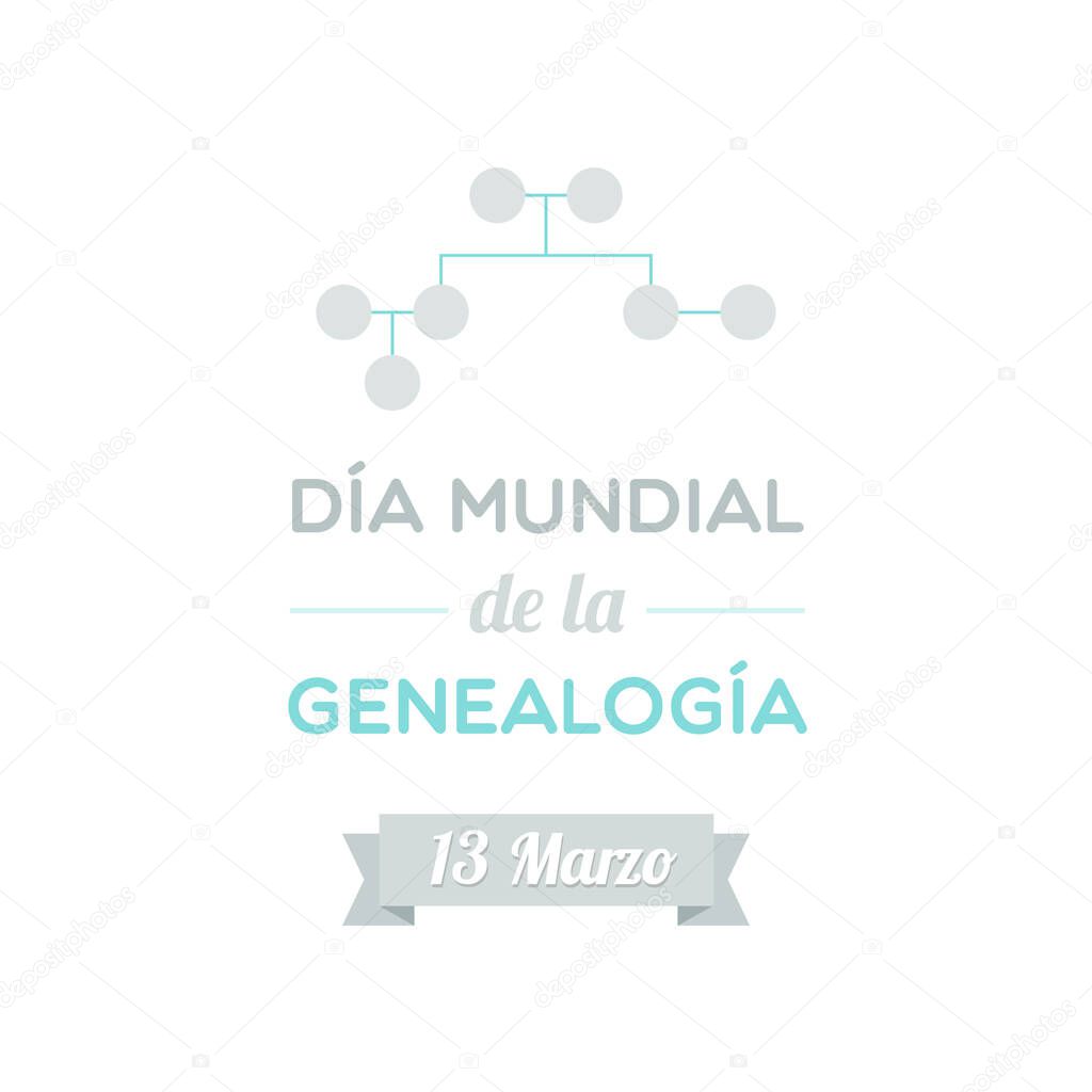 Genealogy Day. March 13. Spanish. Vector illustration, flat design