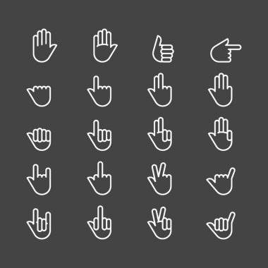 Outline hands icon set. Vector illustration, flat design