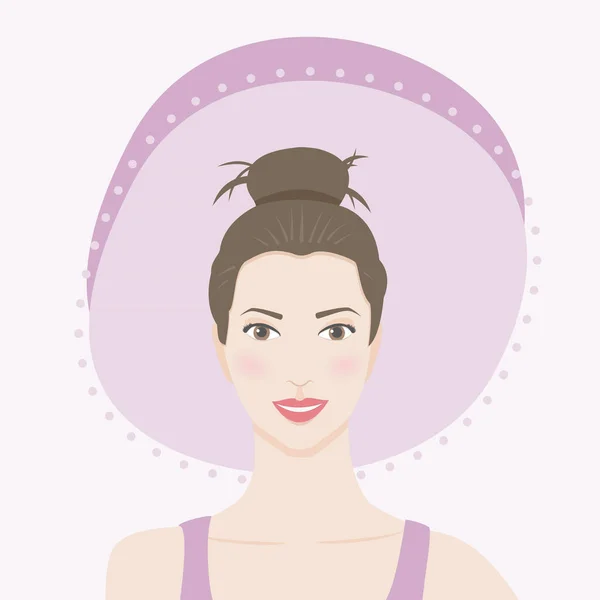 Mujer Morena Sonriendo Ilustración Vectorial Diseño Plano — Vector de stock