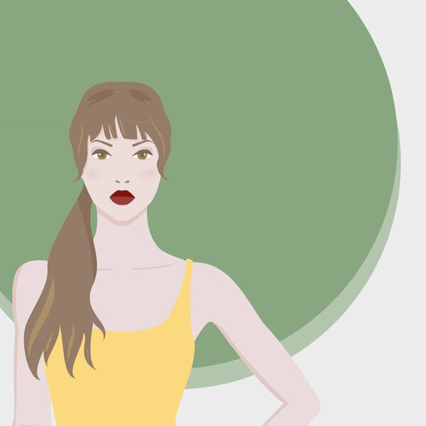 Брюнетка. Векторная иллюстрация, плоский дизайн