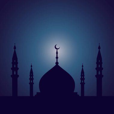Gece camii. Esrarengiz bir geçmiş. Vektör illüstrasyonu, düz tasarım