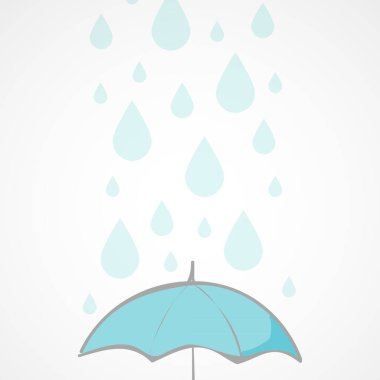 Yağmur ve şemsiye. Vektör illüstrasyonu, düz tasarım