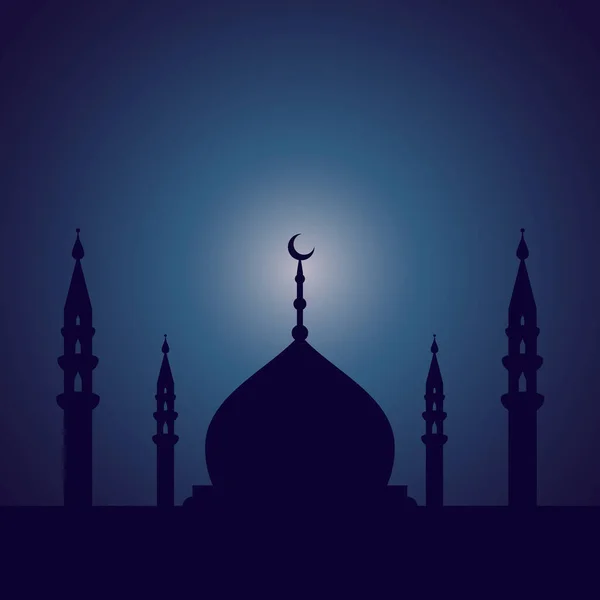 夜のモスク 謎の背景 ベクトルイラスト 平面デザイン — ストックベクタ