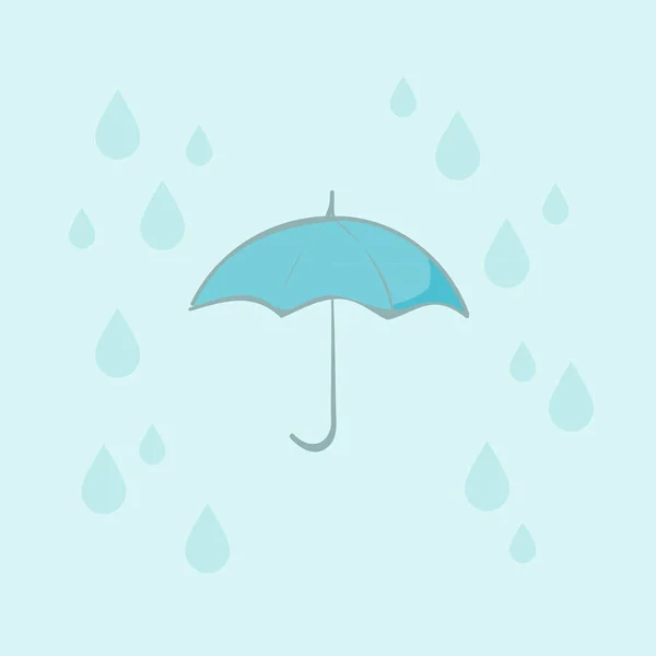 Regen Und Regenschirm Vektor Illustration Flaches Design — Stockvektor