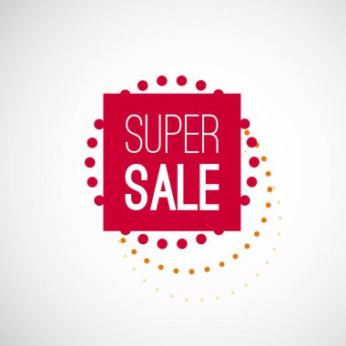 Super sale vector label. Geometric shapes. Vector illustration, flat design
