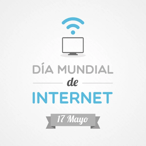 Dia Mundial Internet Espanhol Maio Ilustração Vetorial Design Plano — Vetor de Stock