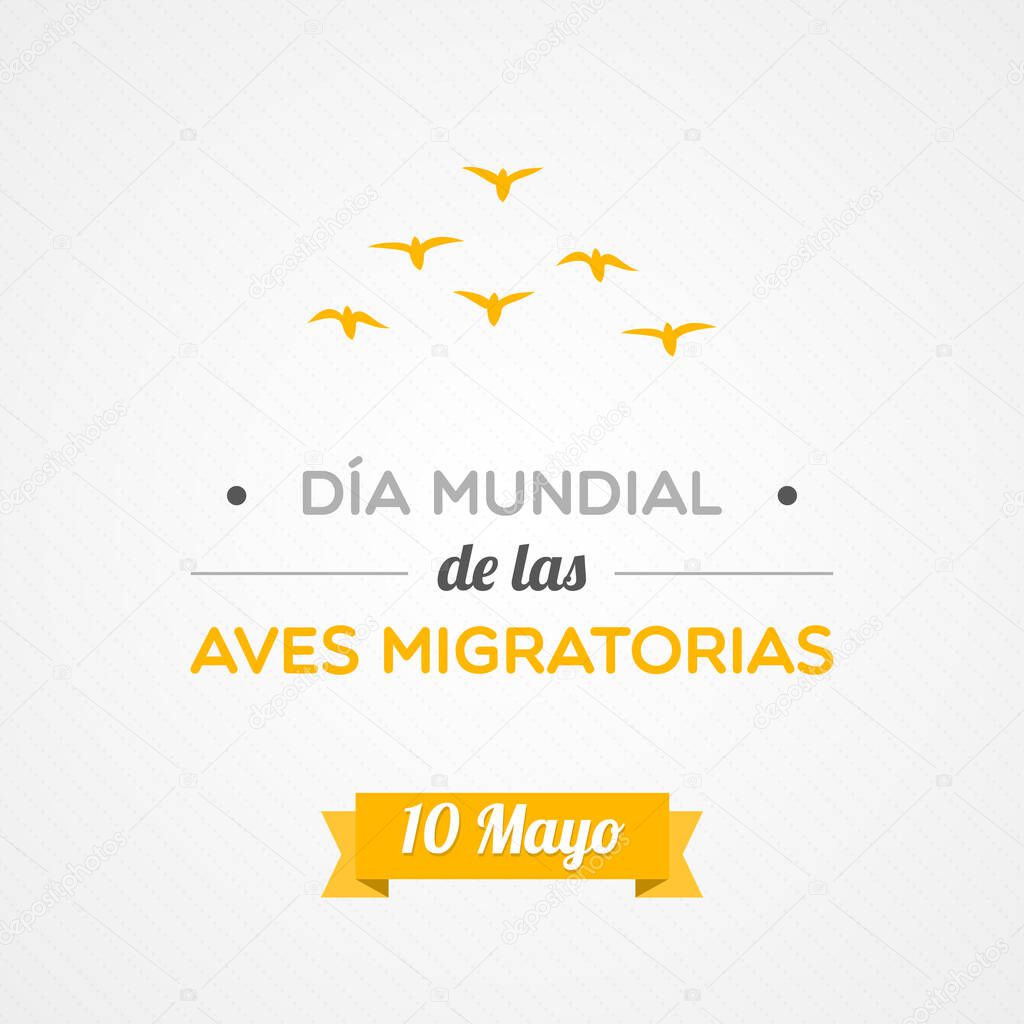 World Migratory Bird Day in Spanish. May 10. Vector illustration, flat design