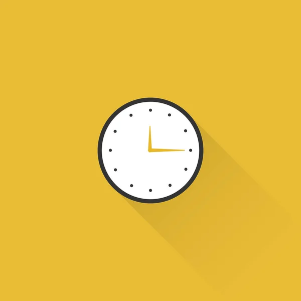 Minimal Flat Clock Long Shadow Vector Illustration Flat Design — Stock Vector