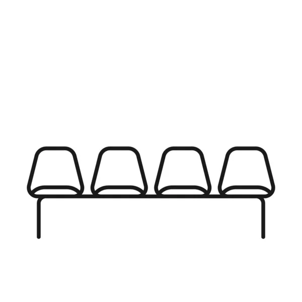 候车室图标 黑色浓密的轮廓四张空椅子矢量图解 平面设计 — 图库矢量图片