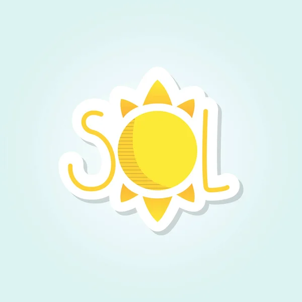 Lettrage Soleil Espagnol Sol Sticker Illustration Vectorielle Design Plat — Image vectorielle