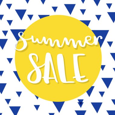 Yaz indirimi mektupları. Üçgen arka plan. Vektör illüstrasyonu, el çizimi tasarımı