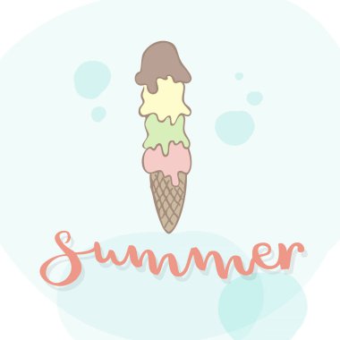 Yazlık mektuplar. El yapımı dondurma. Vektör illüstrasyonu, el çizimi biçim