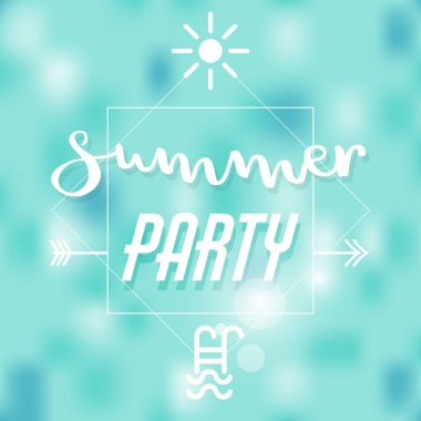 Yaz partisi ilanı, poster, davetiye ya da afiş şablonu. Vektör illüstrasyon düz tasarım