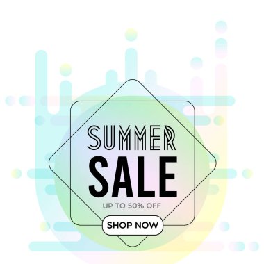 Yaz indirimi. Gradyan en düşük geometrik arkaplan. Vektör illüstrasyonu, düz tasarım