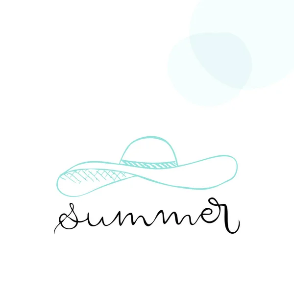夏のレタリング 太陽の帽子を手描き ベクターイラスト 手描きスタイル — ストックベクタ
