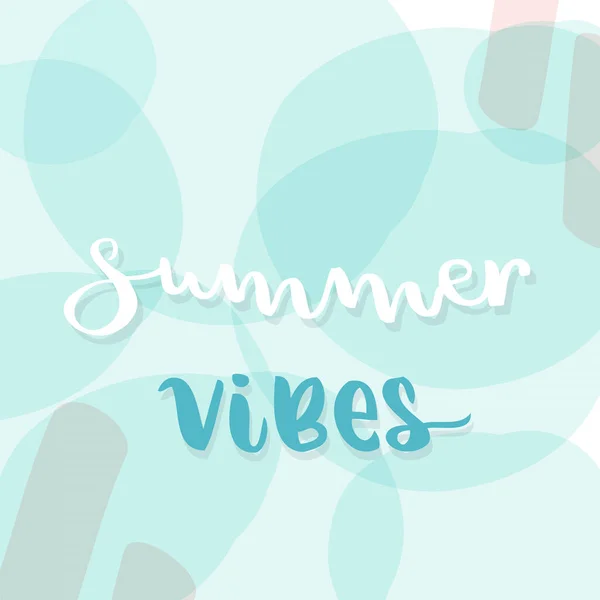 Letras Vibraciones Verano Círculos Fondo Ilustración Del Vector Estilo Dibujado — Vector de stock