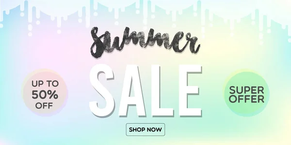 Summer Sale Banner Colorful Gradient Background Vector Illustration Flat Design — Stock Vector