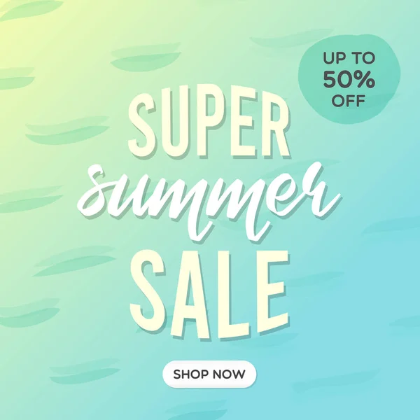 Super Summer Sale Banner Colorful Gradient Background Vector Illustration Flat — Stock Vector