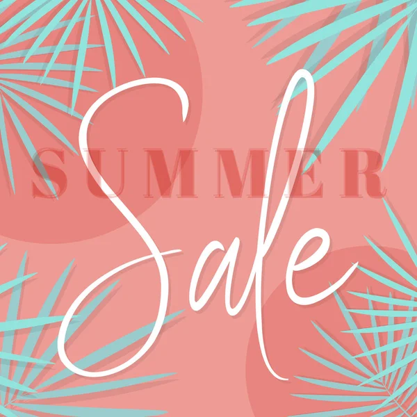 Summer Sale Banner Abstract Background Tropical Palm Leaves Vector Illustration — Stock Vector