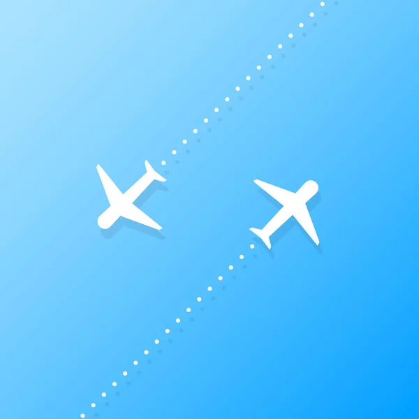 Two Airplanes Flying Diagonal Vector Illustration Flat Design — Stock Vector