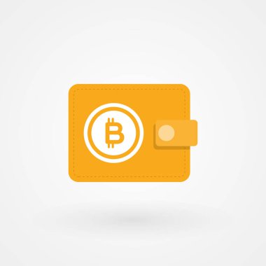 Cüzdanı olan bitcoinler. Tasarruf kavramı. Dijital para birimi. Vektör illüstrasyonu, düz tasarım