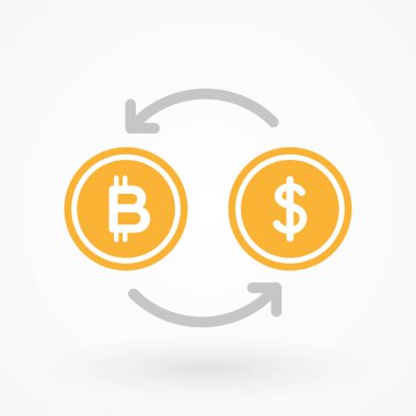 Bitcoin değişimi. Kripto para birimi konsepti. Dijital para birimi. Vektör illüstrasyonu, düz tasarım