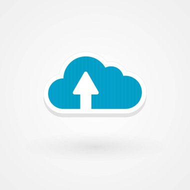 Bulut simgesi etiketi indirmesi. Oku yükle. Vektör illüstrasyon düz tasarım