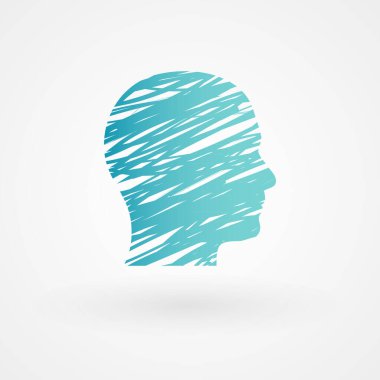 Scribble male head. Brush strokes silhouette. Vector illustration, flat design