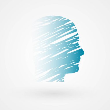 Scribble male head. Brush strokes silhouette. Vector illustration, flat design