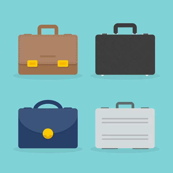 Set Briefcase Illustration Business Concept Colorful Icon Flat Design Vector — Vetor de Stock