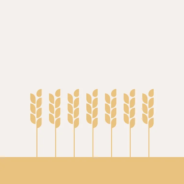 Minimal Wheat Field Geometrical Shapes Mustard Color Vector Illustration Flat — Stock Vector