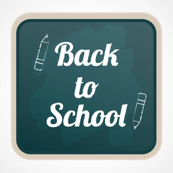 Back School Lettering Green Blackboard Square Format Vector Illustration Flat — Stock vektor