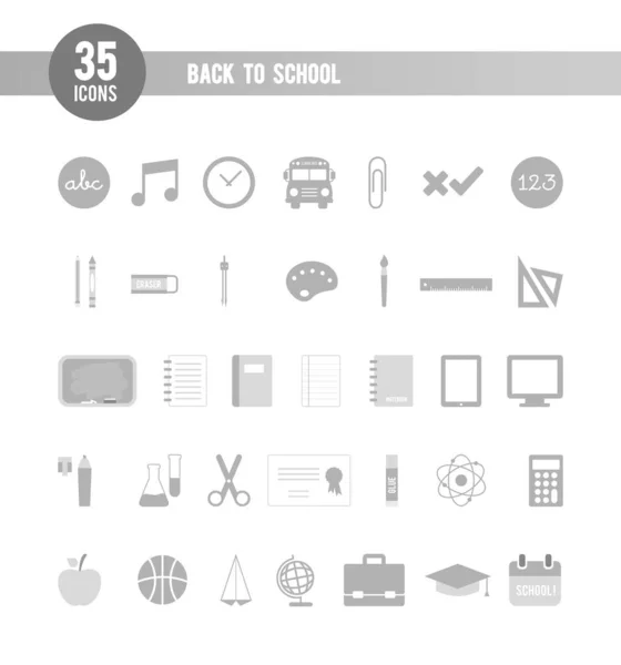 Back School Icon Set Educational Icons Grey Color Vector Illustration — Stock vektor