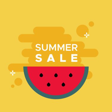 Minimalist yaz geçmişi. Yaz indirimi. Geometrik karpuz. Kare biçiminde. Vektör illüstrasyonu, düz tasarım