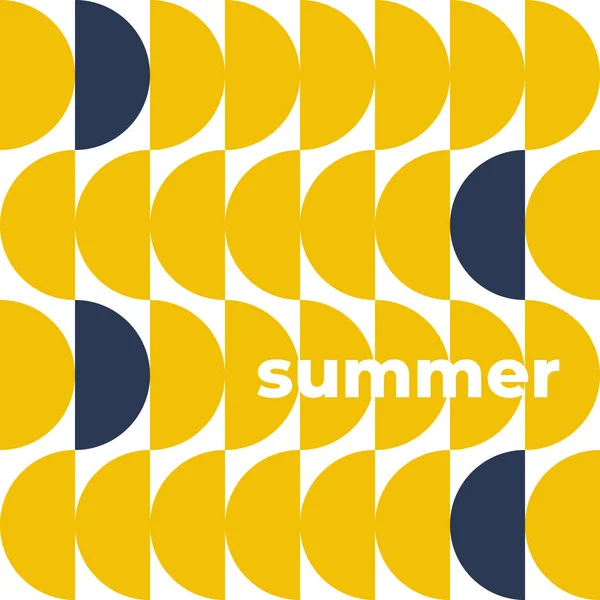 Fundo Geométrico Abstrato Vibrações Verão Semicírculos Azul Escuro Amarelo Ilustração —  Vetores de Stock