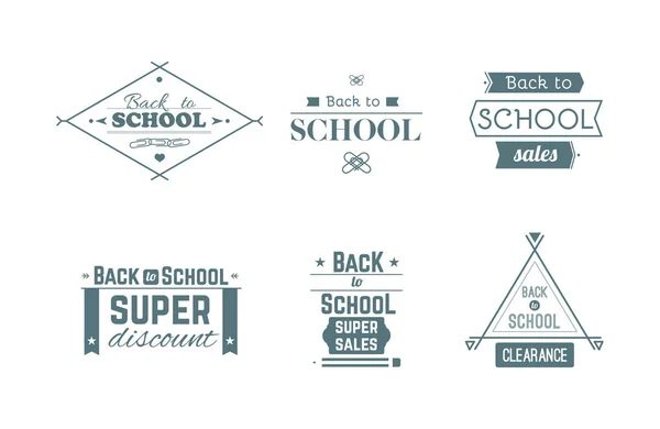 Back School Set Welcome Back School Labels Vector Illustration Flat — Stock Vector