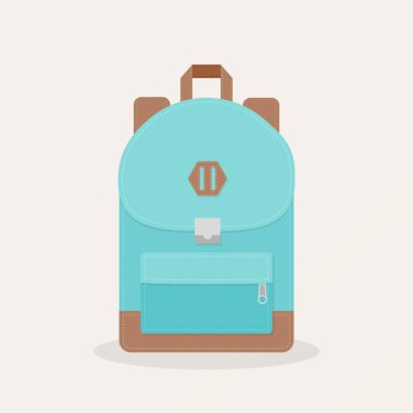 İzole edilmiş sırt çantası simgesi. Okul, iş, kamp, sokak, seyahat ve turizm için sırt çantası. Vektör illüstrasyonu, düz tasarım