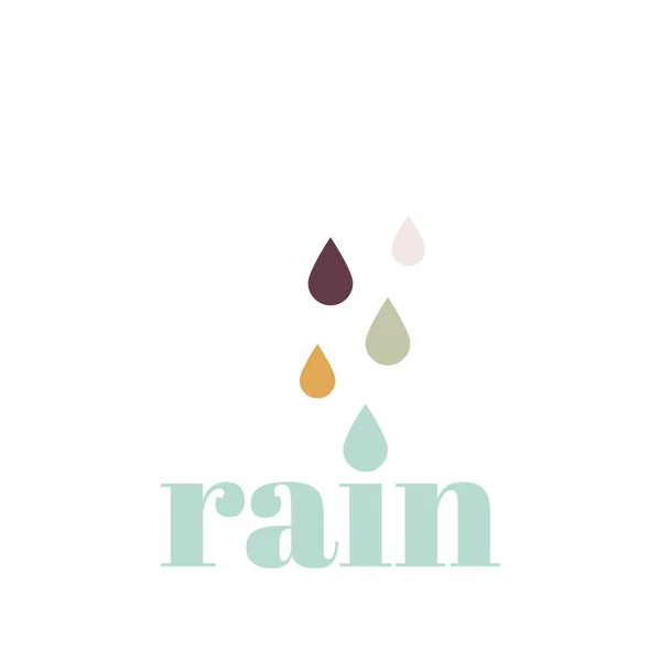 Τυπογραφική Σύνθεση Λέξη Βροχή Εικονογράφηση Διάνυσμα Επίπεδη Σχεδίαση — Διανυσματικό Αρχείο