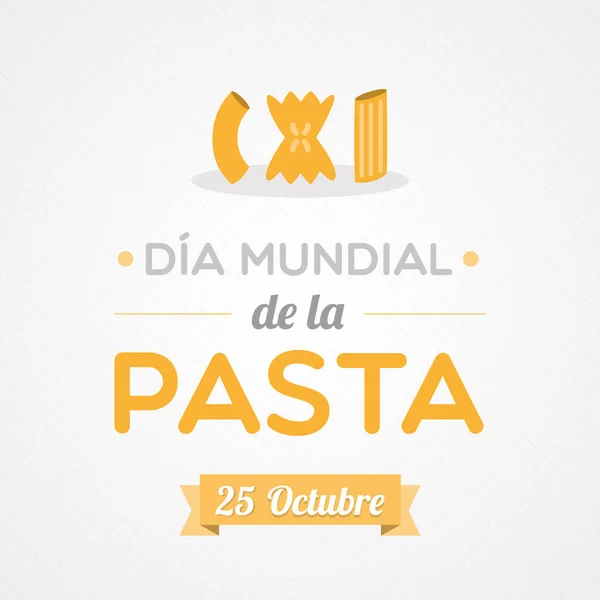 Journée Mondiale Des Pâtes Espagnol Symboles Pâtes Octobre Illustration Vectorielle — Image vectorielle
