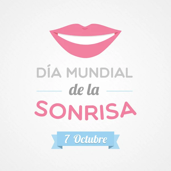Día Mundial Sonrisa Icono Boca Octubre Español Ilustración Vectorial Diseño — Archivo Imágenes Vectoriales