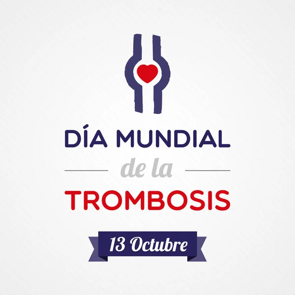 Hari Thrombosis Sedunia Simbol Thrombus Bahasa Spanyol Oktober Vektor Ilustrasi - Stok Vektor