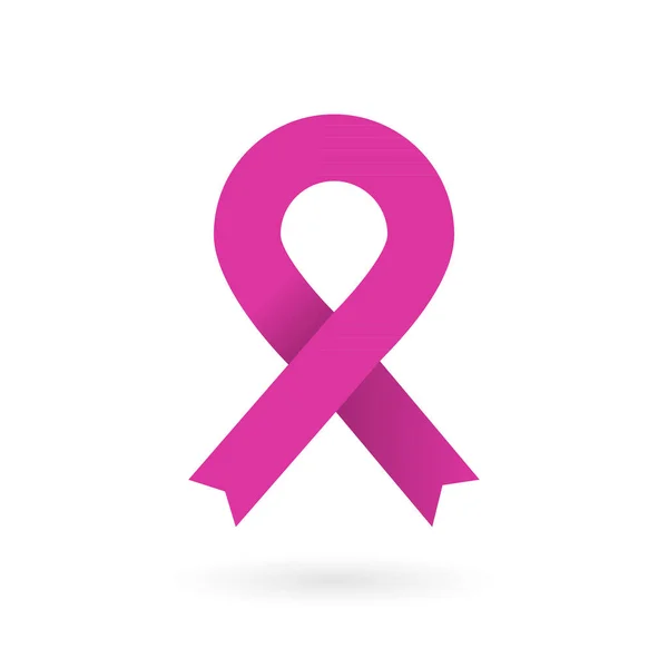 Pink Ribbon Breast Cancer Awareness Vector Illustration Flat Design — Stock Vector