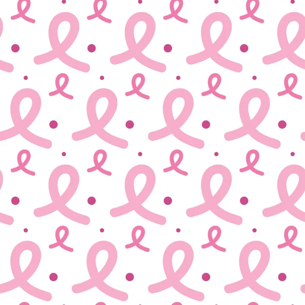 Kusursuz desenli pembe kurdele. Göğüs kanseri farkındalığı ayı. Ekim. Yazılı modern pembe kurdele. Vektör illüstrasyonu, düz tasarım