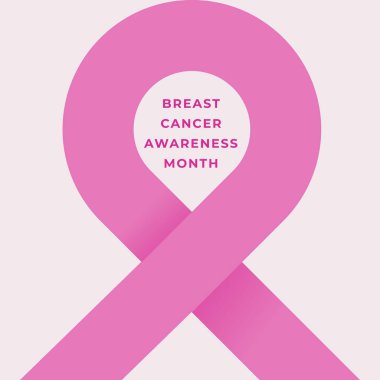 Pink ribbon. Breast cancer awareness month. Vector illustration, flat design